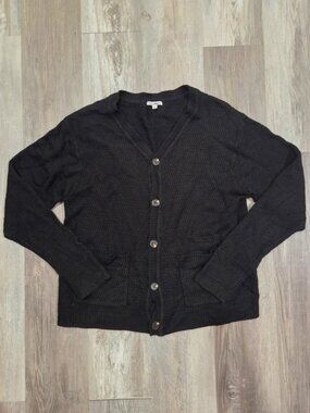 Black Fashionova Men Black Knitted Button Up Size Large